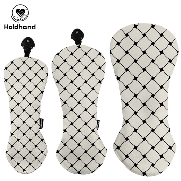 Thiết kế logo tùy chỉnh Thêu PU Leather Driver Fairway UT Golf Club Head Cover